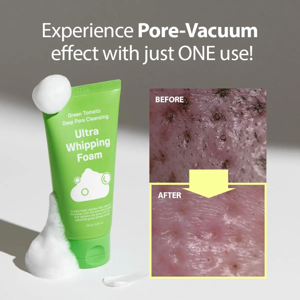 Green Tomato Deep Pore Cleansing Ultra Whipping Foam 120g - Image 4