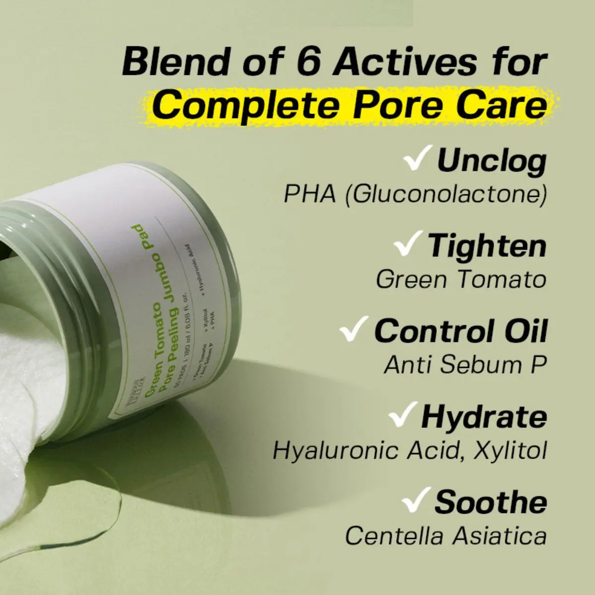 Green Tomato Pore Peeling Jumbo Pad (60ea) - Image 3