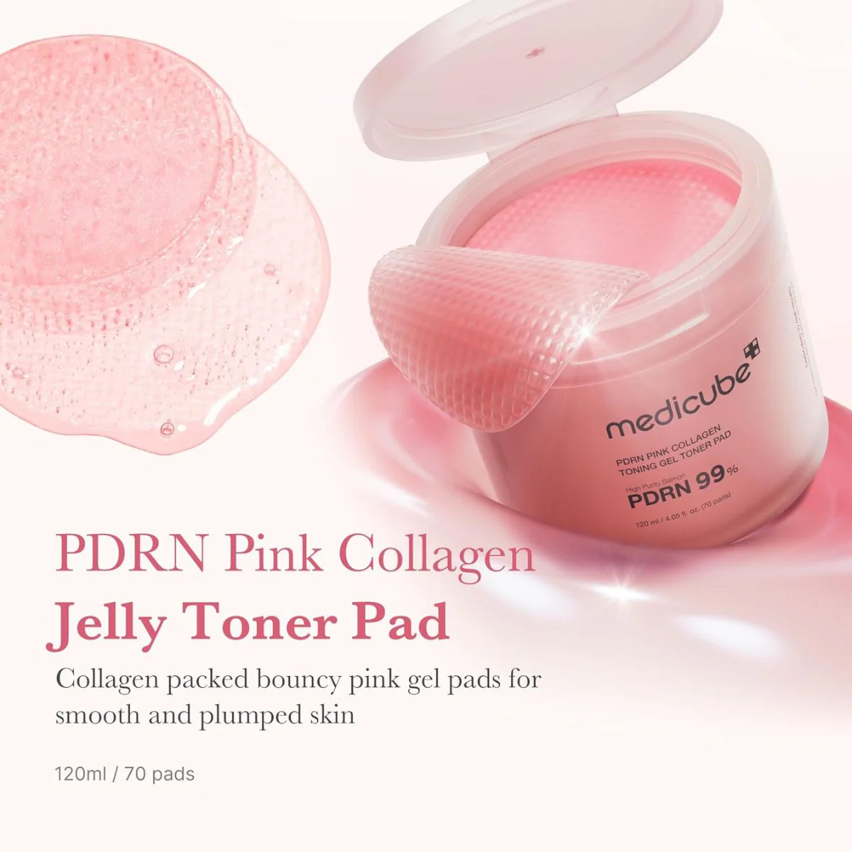 PDRN Pink Collagen Toning Gel Toner Pad 70ea - Image 2