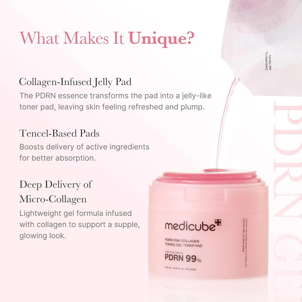 PDRN Pink Collagen Toning Gel Toner Pad 70ea - Image 5